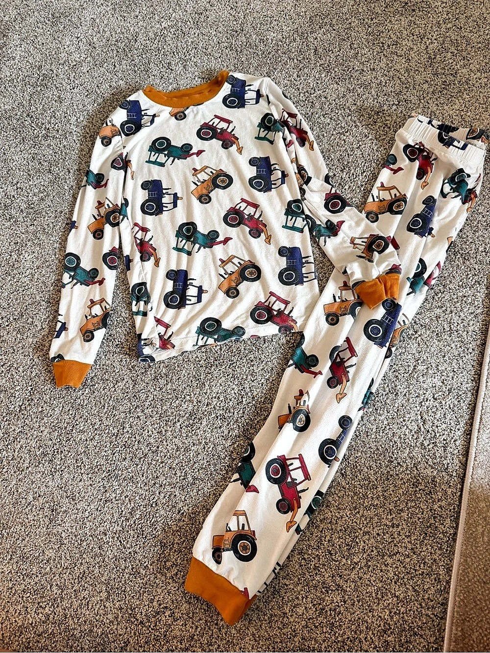 PatPat Tractor Print Bamboo Pajama Set Boys 10